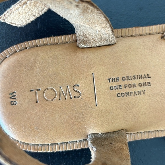 WOMENS TOMS LEXIE HONEY LEATHER SYNTHETIC BRAID SANDALS SHOES - Picture 4 of 5